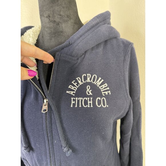 Abercrombie & Fitch‎ Womens Small Navy Sherpa-Lined Hoodie - Picture 3 of 6